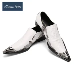 Kleiderschuhe Christia Bella Plus Size Men Flats Oxfords Marke Business Party White Fashion Echtes Leder für 221010