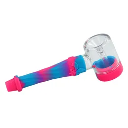 Sigara boruları 5 '' Cam Su Boru Silikon El Boruları Hookah Bubbler Dab Teçhizat Tütün