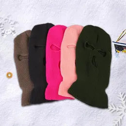 Bandanas Unisex Balaclava Mask 3 Holes Winter Warm Hat Full Face Black Knitted Ski Snowboard Hip Hop Multiple Colour Beanie