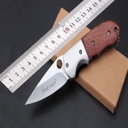 Brand Small Folding Knife F112 Stainless Steel Mini Pocket Keychain Knife Wood Handle Cutter EDC Tool