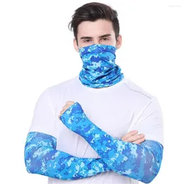 Bandanas Summer Cycling Face Mask And Arm Sleeves Set Sunscreen UV Protection Outdoor Running Hiking Scarf Neck Tube Bandana Headwear