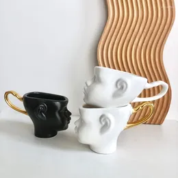 Muggar Creative Face Ceramic Coffee Cup White Phnom Penh Par Mugg Engelska eftermiddag Te Flower Home Breakfast Milk Gifts