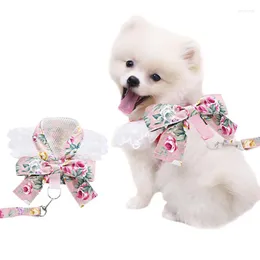 Collari per cani Imbracatura in poliestere regolabile Guinzaglio Gilet per gattino Pet Puppy Bowknot Walking Per cani di taglia piccola e media Arnes Perro