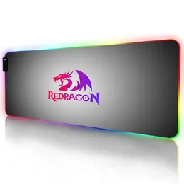 마우스 패드 손목 받침대 RGB 게임 Redragon 마우스 패드 대형 다채로운 발광 PC 컴퓨터 데스크탑 7색 LED 라이트 데스크 매트 게임 키보드 패드 W221011