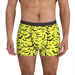 Underpants Gothic Design Underwear Bats Yellow Print Boxershorts Trenky Men's Stretch Boxer Brief Birthday Present
