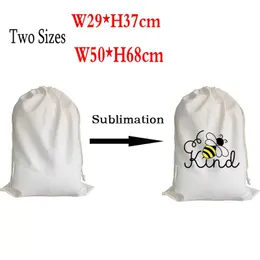 DHL Sublimation Blank Santa Sacks DIY Personalized Drawstring Bag Christmas Gift Bags Pocket Heat Transfer New year