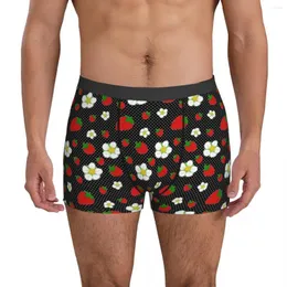 Unterhose, niedliche Obst-Blumen-Unterwäsche, rote Erdbeer-Punkte-Druck, Herren-Boxershorts, lustige Boxershorts, Zoll, große Größe