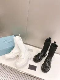 2022 designerskie buty Skarpetki skórzane buty czarne dzianiny buty jesienne zimowe botki dla kobiet seksowne masywne pięta płaskie koronkowe pudełko