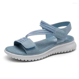 Сандалии, эластичная летняя обувь простого дизайна, женская обувь на платформе для отдыха 2022, римская пляжная обувь с петлей на липучке
