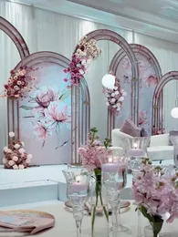 Décoration de fête or brillant décors de scène de luxe rangée de fleurs cadre de porte mariage écran mural bienvenue socle arc anniversaire baptême ballon