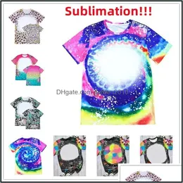 Party Favor Ups Leopard Print Sublimation Bleached Shirts Heat Transfer Blank Party Favor Bleach Shirt Polyester T-Shirts Us Men Wom Dhxpb