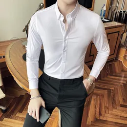 Men's Dress Shirts Top Quality Boutique Business Gentlemen Shirt Men Clothing Solid Simple Slim Fit Long Sleeve Formal Wear Blouse Homme