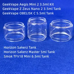 Geekvape Obelisk C 5,5 ml torba Aegis Mini 2 Z Zeus Nano Horizon Sakerz Master 5ml Smok TFV18 3,5 ml 6,5 ml Zestaw Zbiornik Bubble Fatboy Zastąpienie Clear Bulb Glass Tube