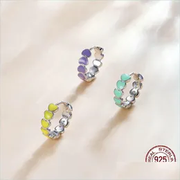 Andere Echte 925 Sterling Silber Regenbogen Farbe Emaille Herz Creolen Für Frauen Neue Ohr Hoops Weibliche Schmuck Drop Lieferung 2022 Dhrkw