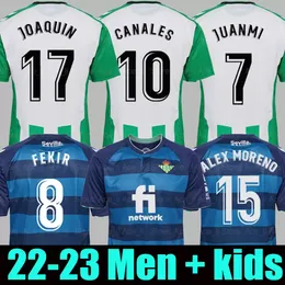 22 23 Real Betis Home Away Soccer Jerseys Хуанми Б.Иглесиас 2022 2023 Хоакин Каналес Фекир Алекс Морено Уиллиан Дж. Менс Детский комплект -Фактор