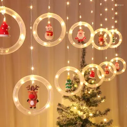 Saiten Weihnachten LED Ring Lichter String USB Weihnachten Sterne Baum Hängen Puppe Ornament Outdoor Indoor Licht Home Party Decor Lampen