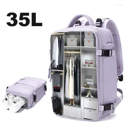 Storage Bags Purple Backpack Multifunctional Travel Bag Big Capactiy Shoulder For Women With Independent Shoes Pocket