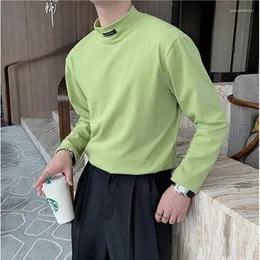 Men's T Shirts 2022 Brand Clothing Men's Spring High Quality Long Sleeve T-shirt/Male Collar White Black Green Casual S-3XL