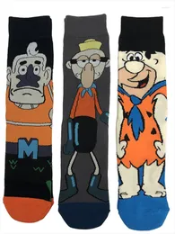 Meias masculinas 3 pares de moda e confortável Cartoon Cotton Street Trend Skateboard Sports Leisure Style