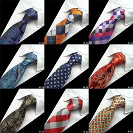 Bow Ties Gusleson Silk Men Tie 8cm Plaid Paisley Neck na krawat Classic Wear Business Wedding Party Gravatas 1200 igły