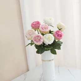 Flores decorativas parecem hidratantes Austin Rose Ins Wind Simulation Bouquet PO Props Curling Tea Flower Decoration