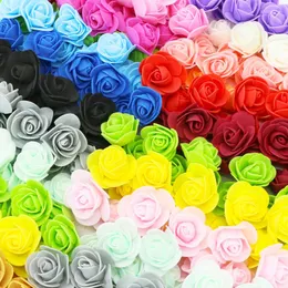 장식용 꽃 100 PCS PE FOAM ROSES 인공 꽃 머리 결혼식 신부 홈 장식 DIY 수제 화환 축제 파티