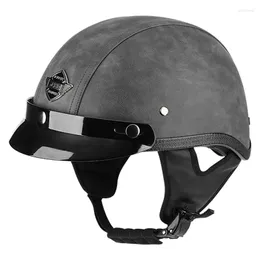 Motorcycle Helmets 2022 JYT Retro Half Face PU Leather Handmade Helmet Scotter Motorbike Vintage Cascos Para Moto Jet Cafe Racer