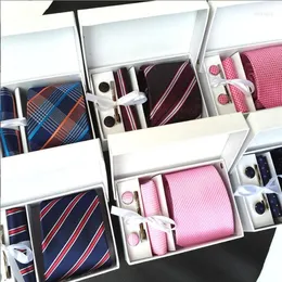 Bow Ties Gusleson White Gift Box Wysokiej jakości zestaw krawat mankietów mankietów