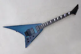 Factory Custom Blue Electric Guitar with Rosewood Fretboard Black Hardware HH Pickups Double Rock Bridge Can be Customized