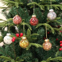 Decoração de festa Bola de Natal Bola transparente Pet Silk Grass Tree Ornament Pingente 4pcs Box Adornos de Navidad Bauble Bar