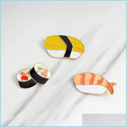 Pins Brooches Qihe Jewelry Brooches Pins Sushi Japanese Enamel Pin Lapel For Women Jacket Backpack Tote Bag Decorative Accessorie Dhhks