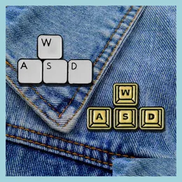 Pinos broches teclados personalizados letra de letra de metal pinos de lapela de game de game de game de game de j￳ias bk bk j￳ias saco de roupas hard c dhvx7