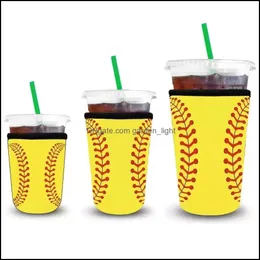 Drinkware Handle UPS Drinkware Handle Custom Softball Mönster Iced Coffee Cup Sleeves Anti-Dirty Insation Cold Kee återanvändbar och kall dhrur