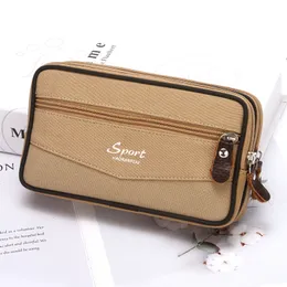 5pcs Waist Bags Women Canvas Plain 6.5-inch Sport Letter Mobile Phone Fanny pack Wear belt Hasp Storage Bag