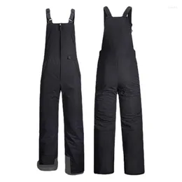 Skiing Pants Insulated Ski Overalls Ripstop Warm Snowboard Comfortable Snow Bibs For Men And Women Black