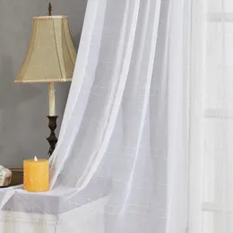 Curtain LISM Modern Linen Tulle Window Screening Drapes For Living Room Gold Plaid Sheer Voile Curtains Kitchen Blind Home