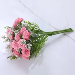 Decorative Flowers Simulation 16 Heads Bouquet Carnation Living Room Dining Table Home Decoration Wedding Fake Artifical Mother's Day