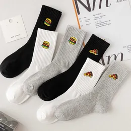 Herrensocken 2022 Röhrensocken Herbst und Winter Koreanischer Burger Cartoon Herren Lustige Schwarz Weiß Lässige Baumwolle Pizza T221011