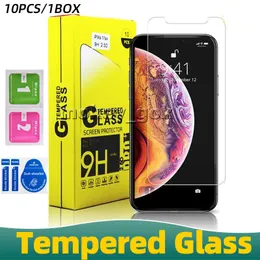 iPhone 14 For Screen Protector Tempered Glass Film IP 14 Pro Max 12 13 Plus X XS 11 7 8パッケージで完全にクリア