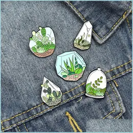 Pins Brooches Creative Cartoon Green Plants Enamel Pins Cute Glass Cactus Sea For Friends Gift Lapel Pin Clothes Bags 1368 D3 Drop Dhwv1