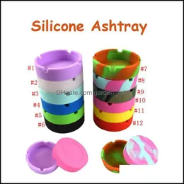 AshTrays Ups beställer Portable Camouflage Soft Sile gummi Ashtray PLUMINOUS TRAY PRACKET Anti-Boiling Mticolor Cigaretthållare Drop Dhi7k