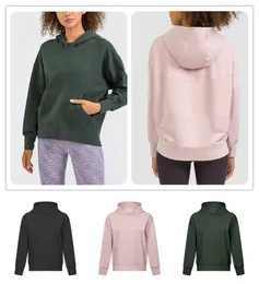 LL Womens Yoga Hoodies Outfits Kläder Långärmad tröjor Lady Loose Hoodies Sport Hooded Sweater Winter Fitness Shirts Tops