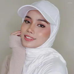 Czapki z daszkiem Ramadan moda muzułmańska Baseball z szalikiem hidżab szal jednokolorowa chustka Turban Bonnet kobiety jazda na rowerze czapka turystyczna