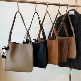 HBP Evening Bags Burminsa Vintage Bucket Underarm Shoulder For Women 2022 Fashion Simple Large Capacity Female Tote Work Ladies Handbags