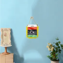 Libya Exchange Flag 10x15cm Double Sided Mini Window Hanging Flags with Suction Cup for Home Office Door Decor