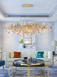 Hängslampor färgglada kristallkronkrona villa ljus lyx vardagsrum mat konstnärlig lampa koppar gren