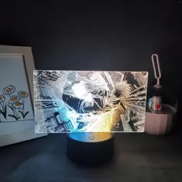 Luci notturne Manga Jujutsu Kaisen Anime Figure Gojo Satoru 3D LED Lampada bicolore Batteria Luce colorata Camera da letto Tavolo Decorazione desktop
