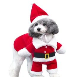 Köpek giyim yeni kış evcil hayvan şekillendirme kıyafet komik 3d köpek Noel kıyafetleri Noel baba köpek ayakta
