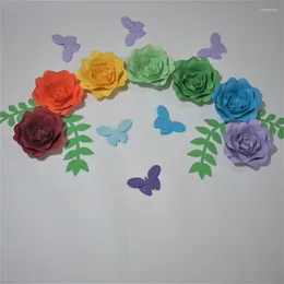 Decorative Flowers 2022 Set Of 7 Giant Paper 4 Leaves 6 Butterflie For Showcase Wedding Backdrops Props Flores Artificiais Para Decora O