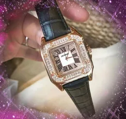 أفضل العلامة التجارية Quartz Time Clock Watches 36 مم تاريخ مربع الماس الروماني DIAL Premium عشاق شعبي جميع سوار سلسلة الجريمة WRISTWATCH MONTRE FEMME